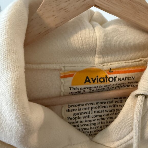 Aviator Nation Logo Pullover Relaxed Hoodie Size Large - Picture 2 of 4
